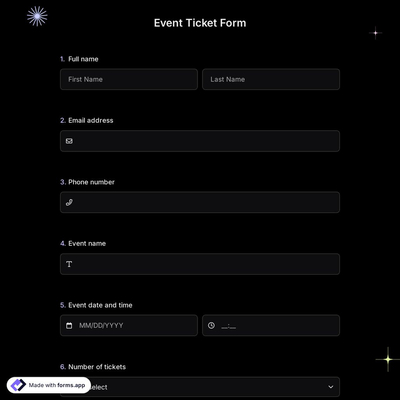 Event Ticket Form