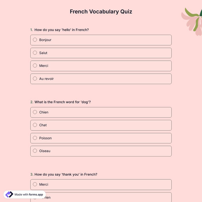 French Vocabulary Quiz