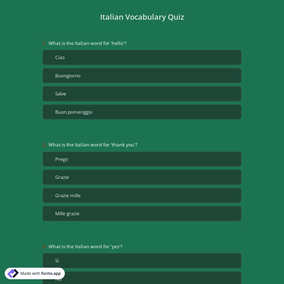 Italian Vocabulary Quiz