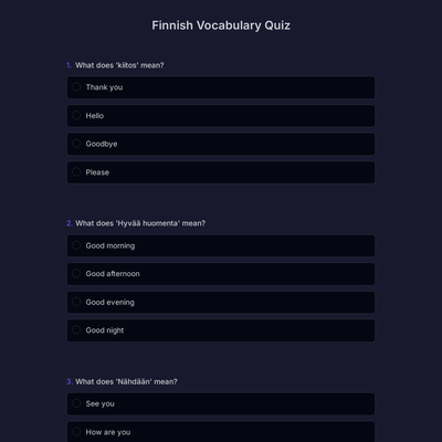 Finnish Vocabulary Quiz