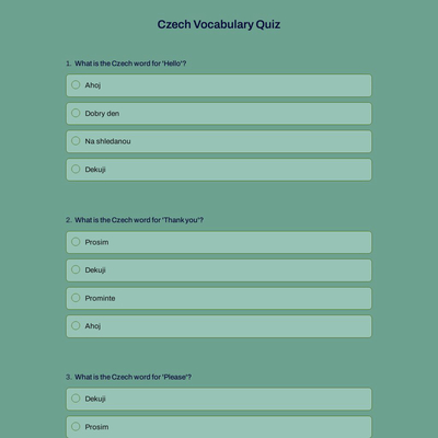Czech Vocabulary Quiz