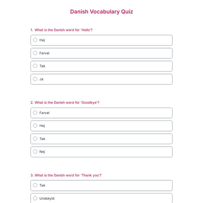 Danish Vocabulary Quiz