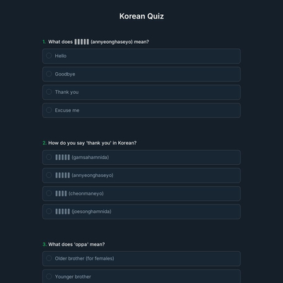 Korean Quiz