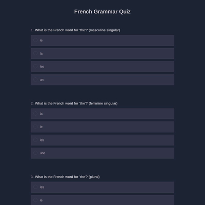 French Grammar Quiz
