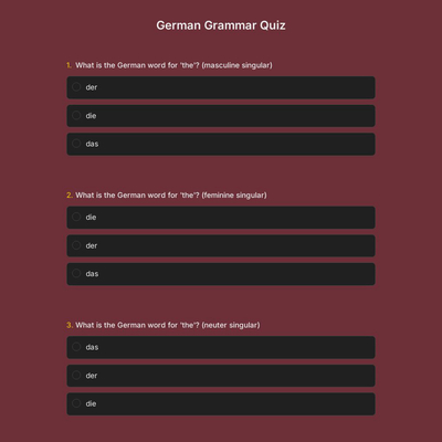 German Grammar Quiz