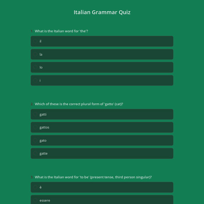 Italian Grammar Quiz