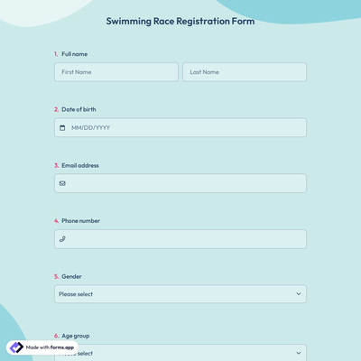 Swimming Race Registration Form
