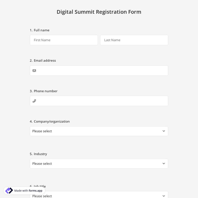 Digital Summit Registration Form