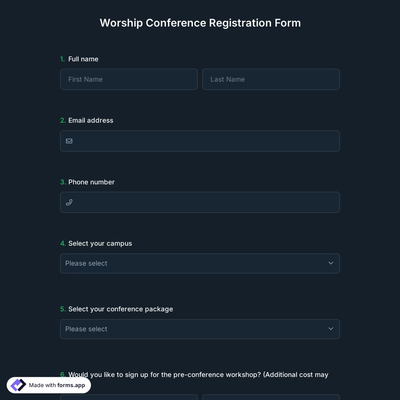 Worship Conference Registration Form