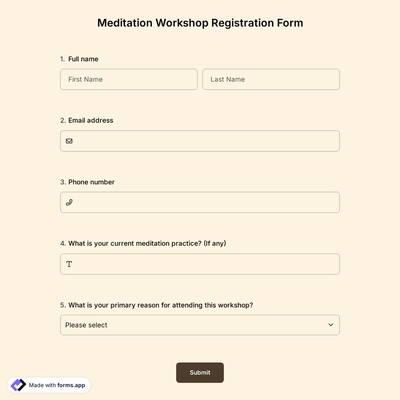 Meditation Workshop Registration Form
