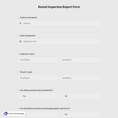 Rental Inspection Report Form