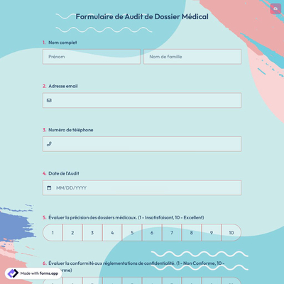 Formulaire de Audit de Dossier Médical