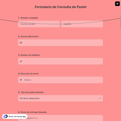 Formulario de Consulta de Pastel