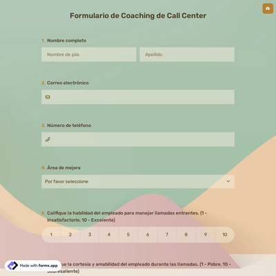 Formulario de Coaching de Call Center