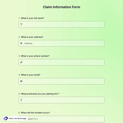 Claim Information Form