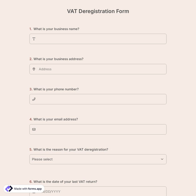 VAT Deregistration Form