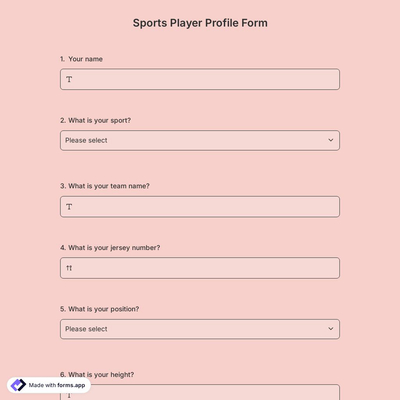 Sports Player Profile Form