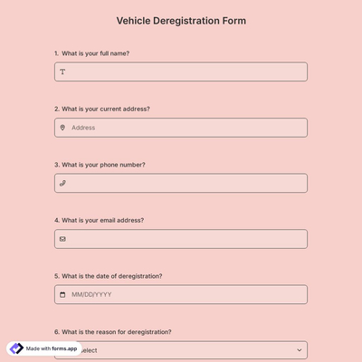 Vehicle Deregistration Form