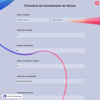 Formulário de Cancelamento de Veículo