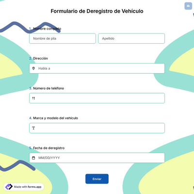 Formulario de Deregistro de Vehículo