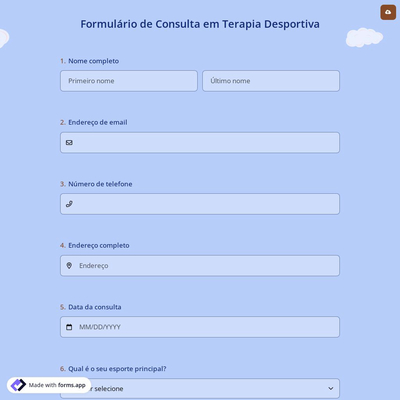 Formulário de Consulta em Terapia Desportiva
