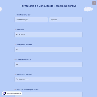 Formulario de Consulta de Terapia Deportiva