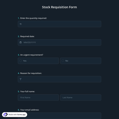 Stock Requisition Form
