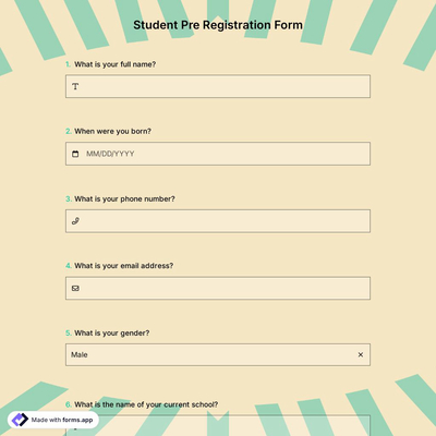 Student Pre-Registration Form