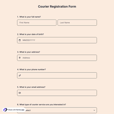 Courier Registration Form