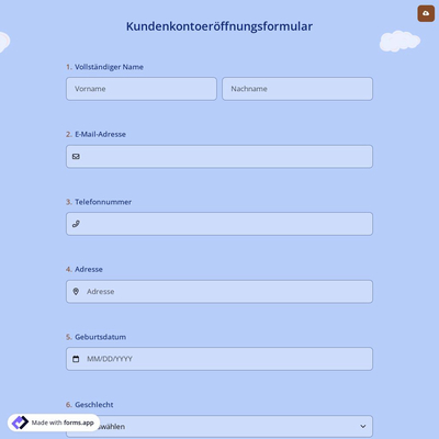 Kundenkontoeroffnungsformular