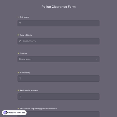 Police Clearance Form