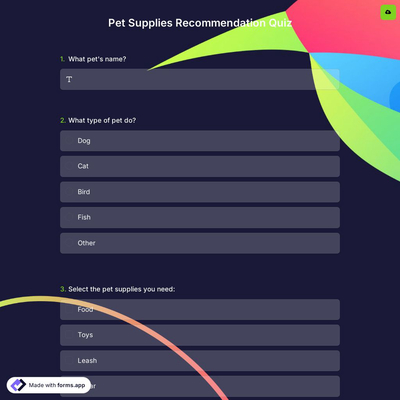 Pet Supplies Recommendation Quiz
