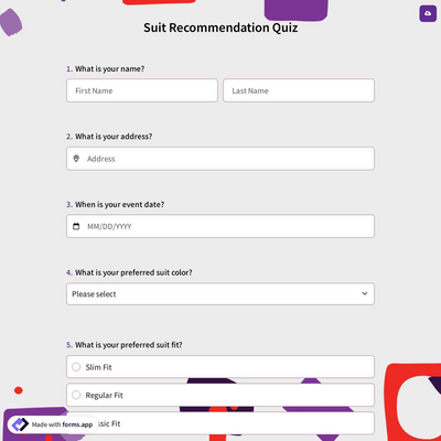 Suit Recommendation Quiz