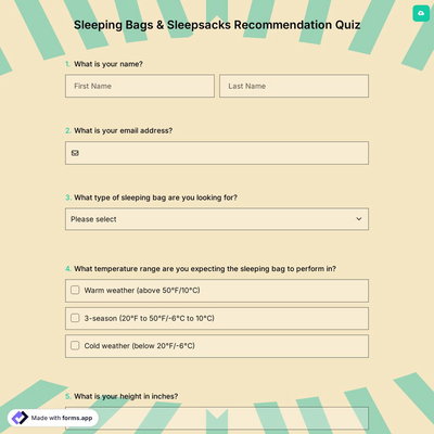 Sleeping Bags & Sleepsacks Recommendation Quiz