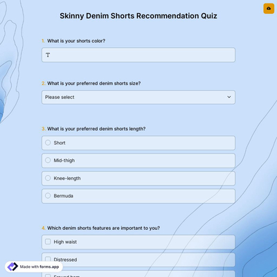 Skinny Denim Shorts Recommendation Quiz