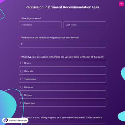 Percussion Instrument Recommendation Quiz