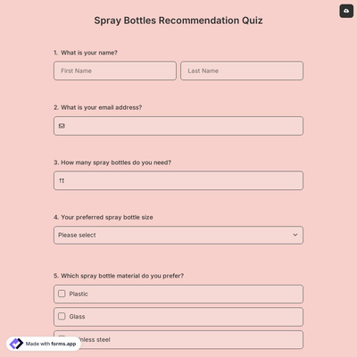 Spray Bottles Recommendation Quiz
