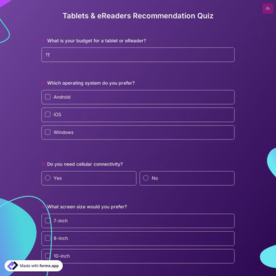 Tablets & eReaders Recommendation Quiz