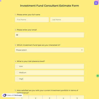 Investment Fund Consultant Estimate Form