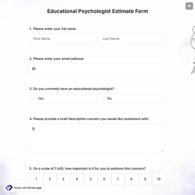 Educational Psychologist Estimate Form