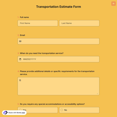 Transportation Estimate Form