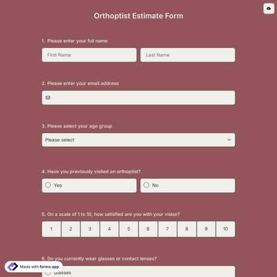 Orthoptist Estimate Form