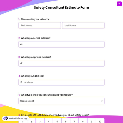 Safety Consultant Estimate Form