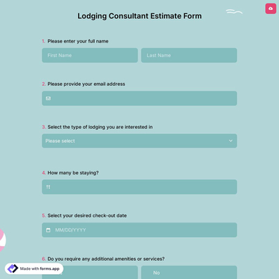 Lodging Consultant Estimate Form