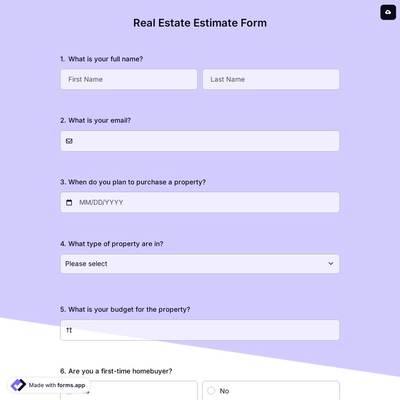 Real Estate Estimate Form