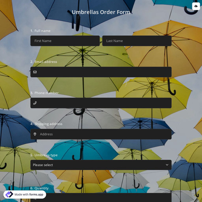 Umbrellas Order Form