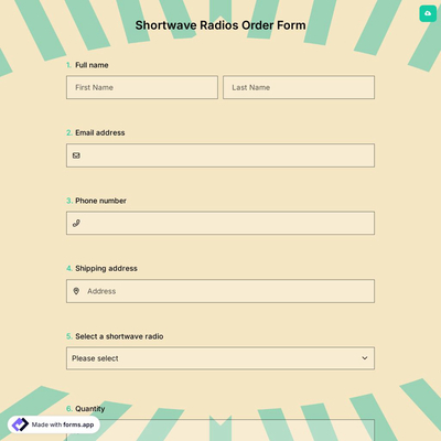 Shortwave Radios Order Form