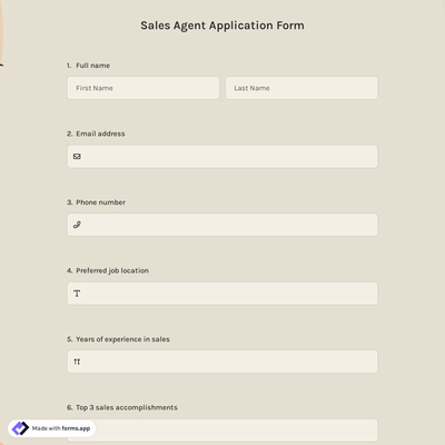 Sales Agent Application Form