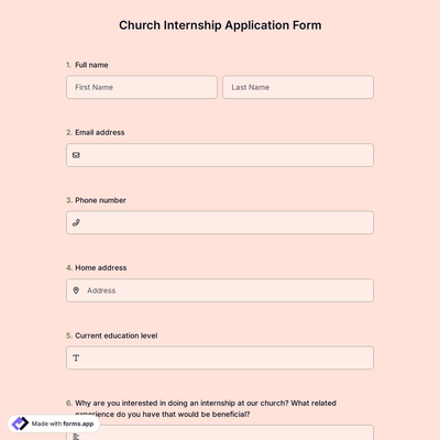 Church Internship Application Form