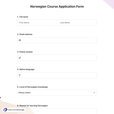 Norwegian Course Application Form